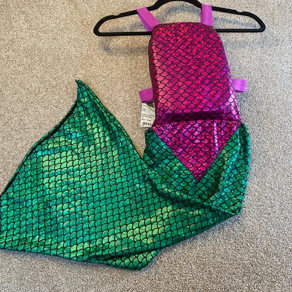 Purple Monkey Kids Mermaid Tail Swim Fin‎ Floaty Metallic Scales M/L 33-55lb